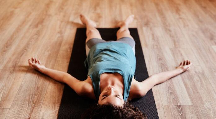 A woman doing yoga