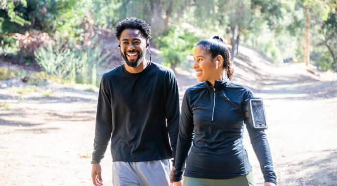 A couple working out together