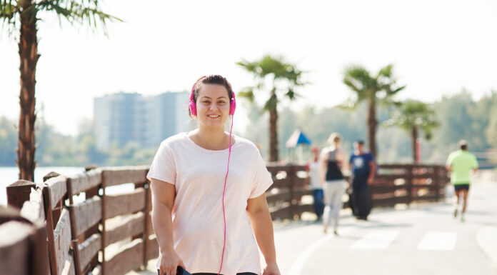 A woman walking on street