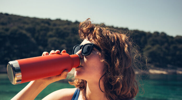 A girl drinking water