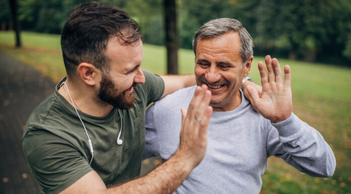 Men giving high-five