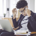 Young man working at home office