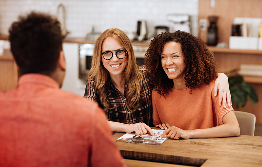 Couple with insurance agent