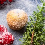 Christmas baking muffins with icing sugar