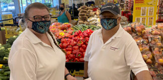 Kathleen and Gary in a grocery store