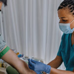 Man donating blood.