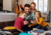 Family looking at a tablet