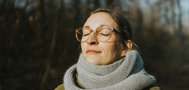 Woman breathing fresh air