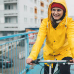 Woman riding a bike.