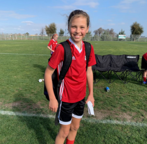 Reese Goodenough, aged 10, on the soccer field. 