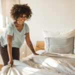 Woman making the bed